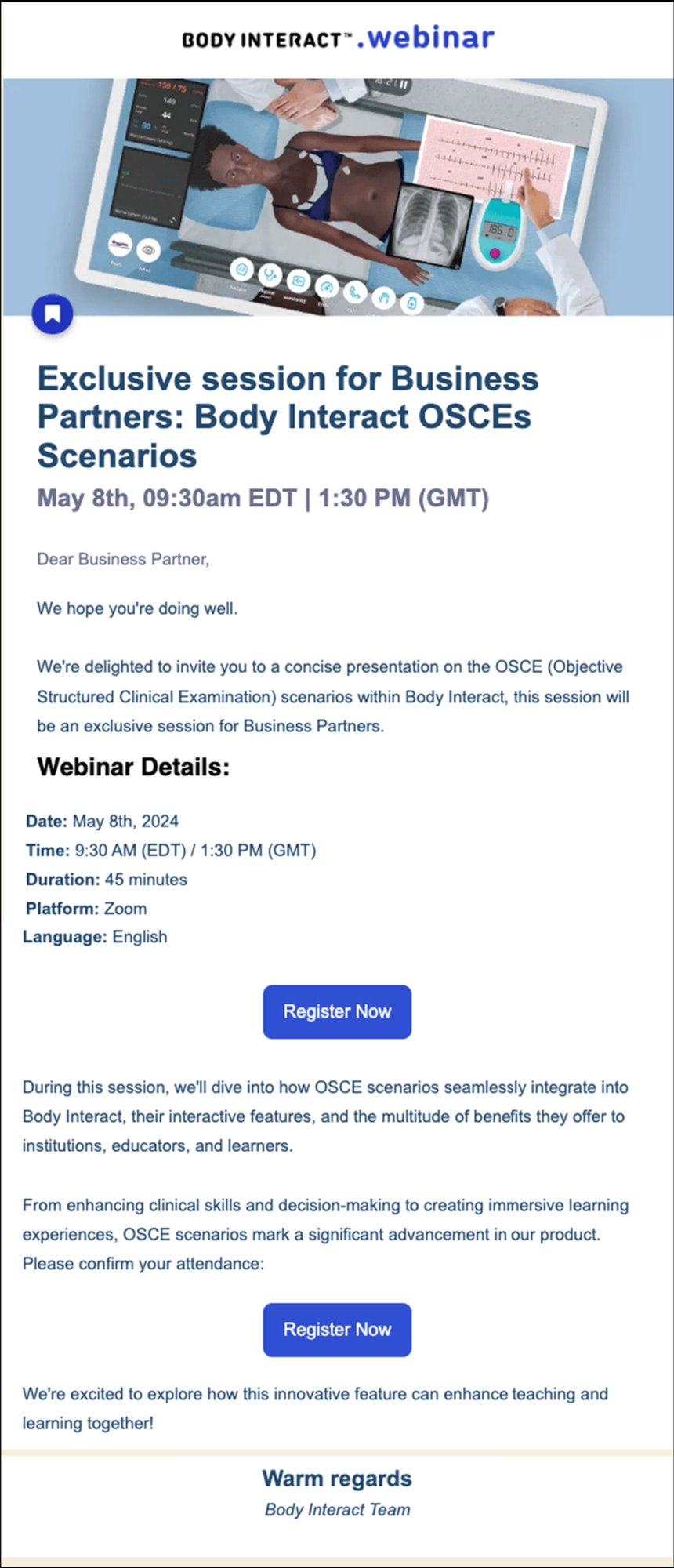 Body Interact — Pacientes Virtuais · Webinar (ES)