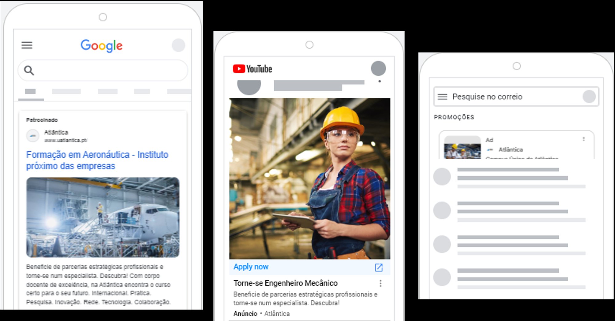 Atlântica — Google Ads · Aeronáutica & YouTube