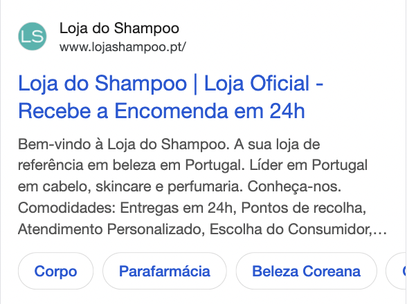 Google Search — Loja do Shampoo · Produto